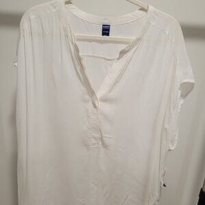White Relaxed‑Fit Short‑Sleeve Blouse